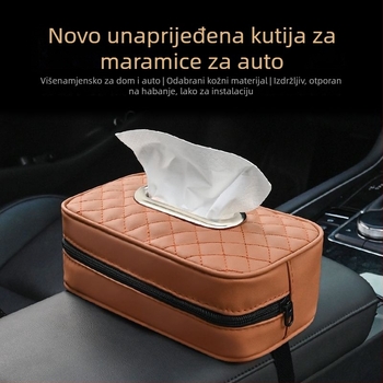 Youbeimei kožna kutija za maramice u autu s remenom za pričvršćivanje, universalni unutarnji dodatak