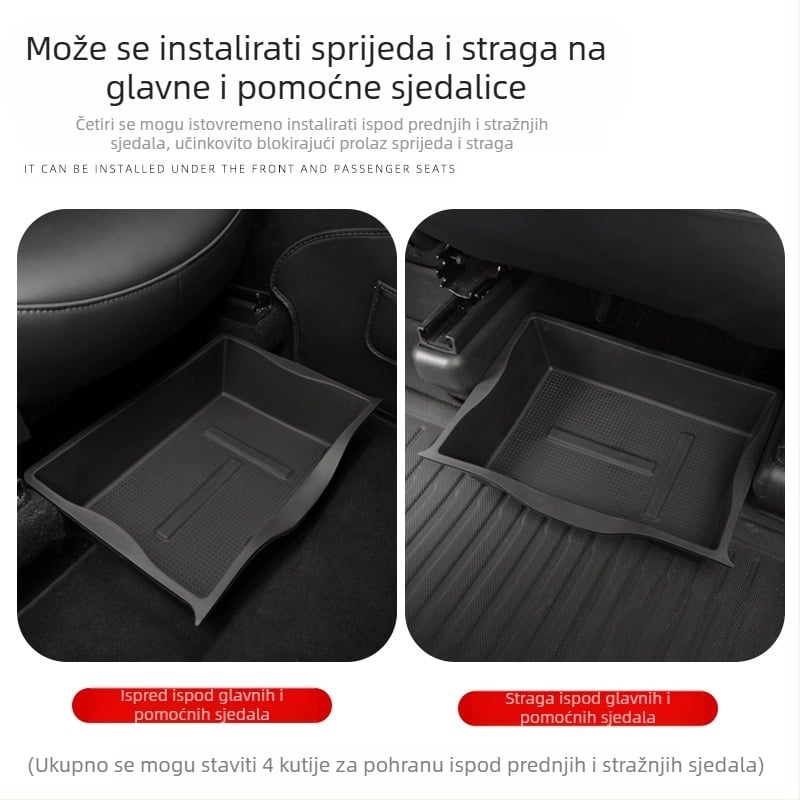 Kutija za pohranu ispod sjedala za Tesla Model Y, vodootporna plastika, unutarnji organizator
