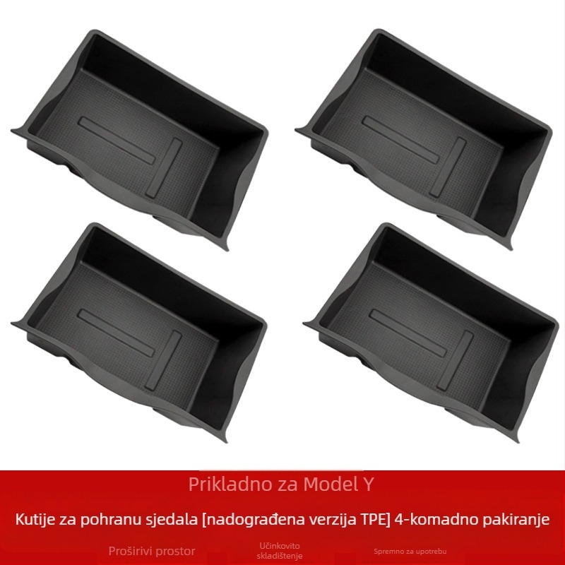 Kutija za pohranu ispod sjedala za Tesla Model Y, vodootporna plastika, unutarnji organizator