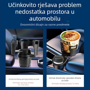 Okretni dvostruki sloj držač čaša za središnju konzolu automobila s podloškom – ABS, model 123, instrument ploča