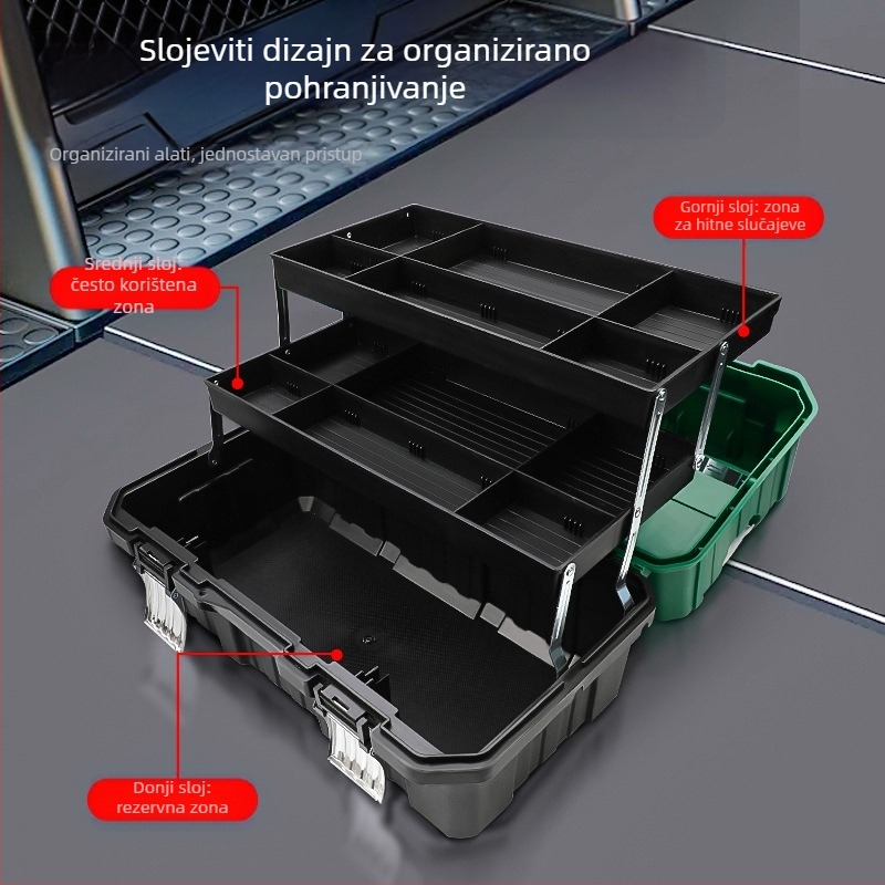 Plastična kutija za alat s trostrukim sklopnim dizajnom, velikog kapaciteta