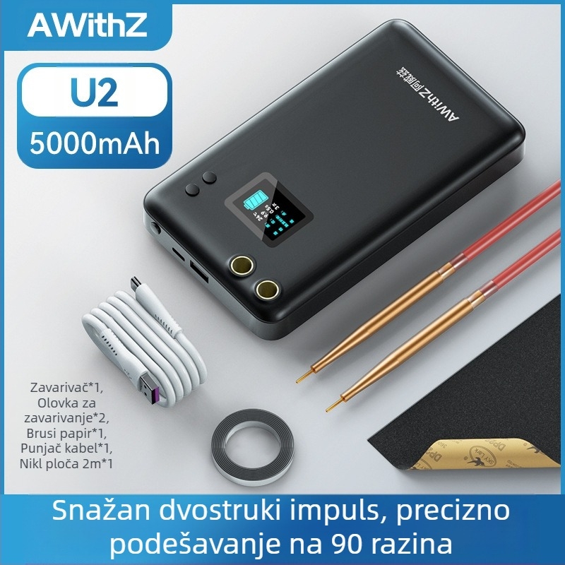 Awithz Prijenosni točkasti zavarivač za litijske baterije - Ulaz 5V, Impulsni način rada, Automatsko/ručno dvostruko podešavanje, Napajanje baterijom