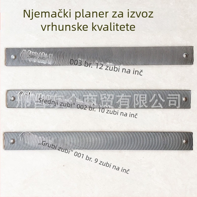 Automobilski fajl za lim s prilagodljivim stezalom, nosačem za planersku oštricu i plosnim polukružnim oblikom (više serija)