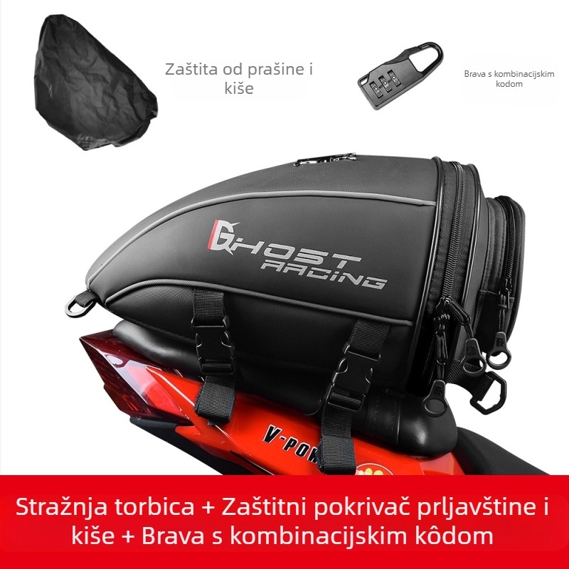 Torba za stražnji dio motocikla od PU kože i filma, kapaciteta 10L, model GR-CWB06, zaštita od kiše uključena