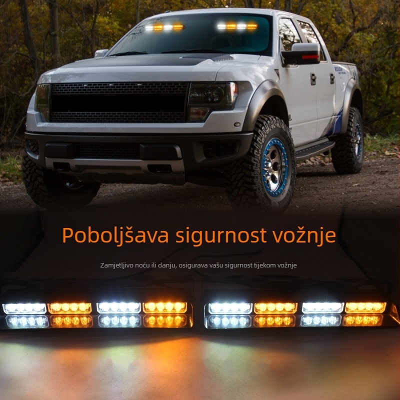 Automobilska LED strob svjetiljka za hitne slučajeve – 32 LED, 12–24V, 2A, vakuumski nosač, universalna