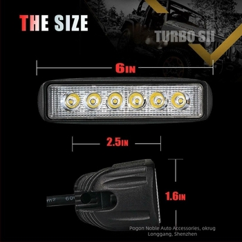 Automobilska LED radna svjetiljka, 6 LED, 18W, 12V, 1200LM, 6000K