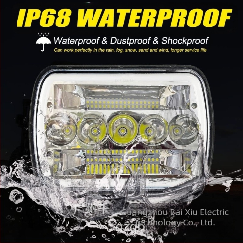 LED prednje svjetlo s halo očima i signalom za skretanje, 55W, 10-30V, IP67, 5200 lm, model QBY-2174, za Jeep Wrangler YJ (1987–1995), Cherokee XJ, Ford, GMC
