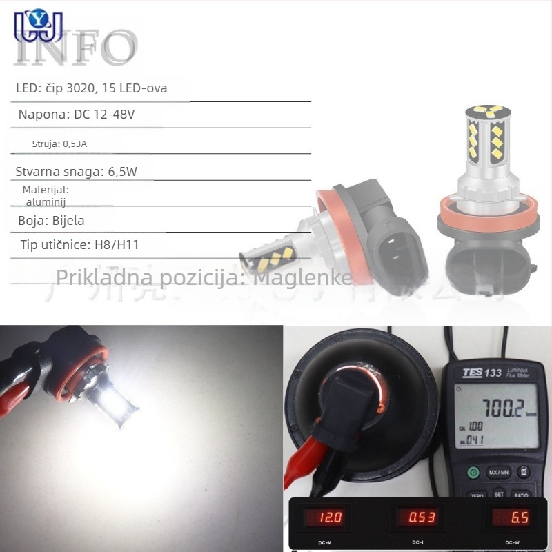 Automobilska LED magla svjetla – Model H8/H11 3020 15Smd, 6.5W, 12-48V, 750lm, 50 000h