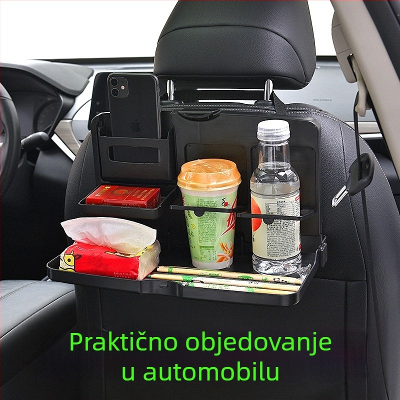 Podnos za blagovanje za stražnju klupu automobila s preklopnim nosačem i držačem za telefon (Plastika; Model: jiachuangqi; Značka: Jiachangqi; Pogodno za naslon stražnjeg dijela sjedala)