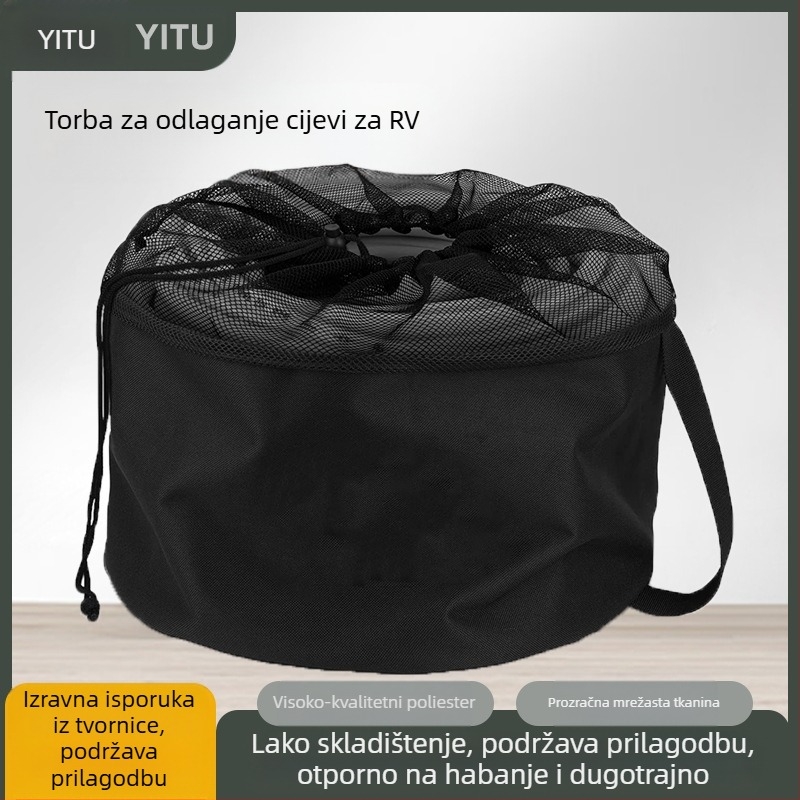 YITU YTW072 Torba za pohranu RV crijeva – cilindričnog oblika, poliester + mreža, višenamjensko skladištenje crijeva i kablova