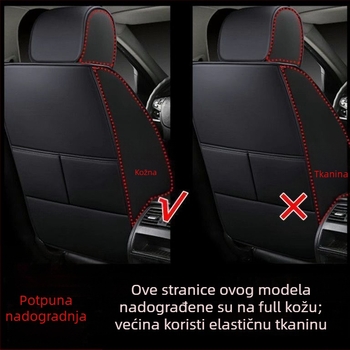 Universalni četverosezoni set navlaka za sjedala automobila od mikrovlaknastе kože, sportski stil s prošivenim rubovima, s tiskanim logotipom