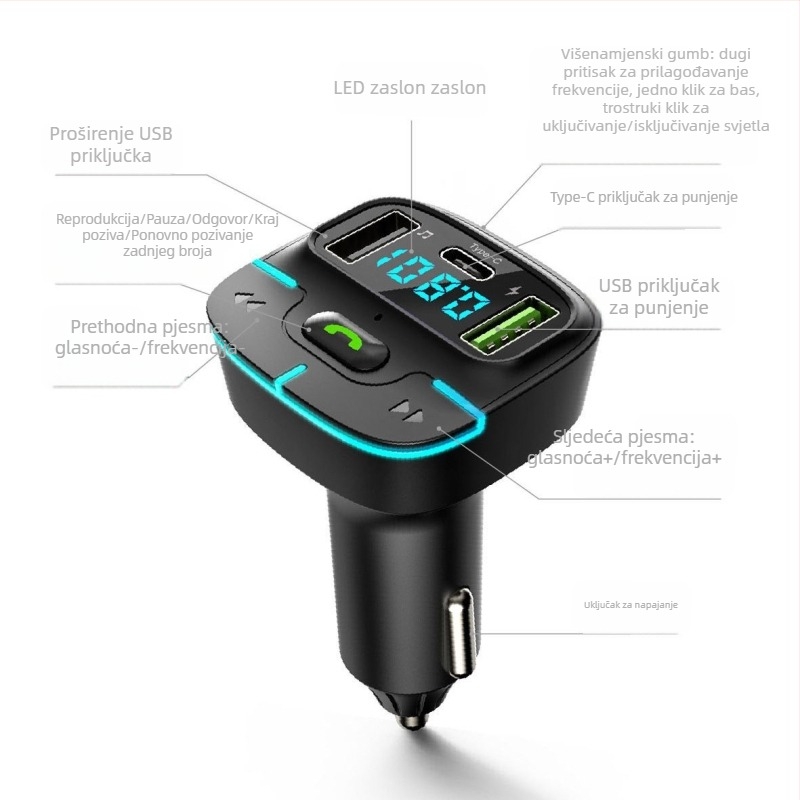 GZ03 autom MP3 transmiter, ABS kućište, napajanje iz cigaretne utičnice, bez memorije