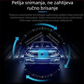 C3 automobilska kamera s dvostrukom lećom, 120° vidno polje, 720p, Wi‑Fi, petlja snimanja, prednja i stražnja snimka, 2.0-inčni zaslon