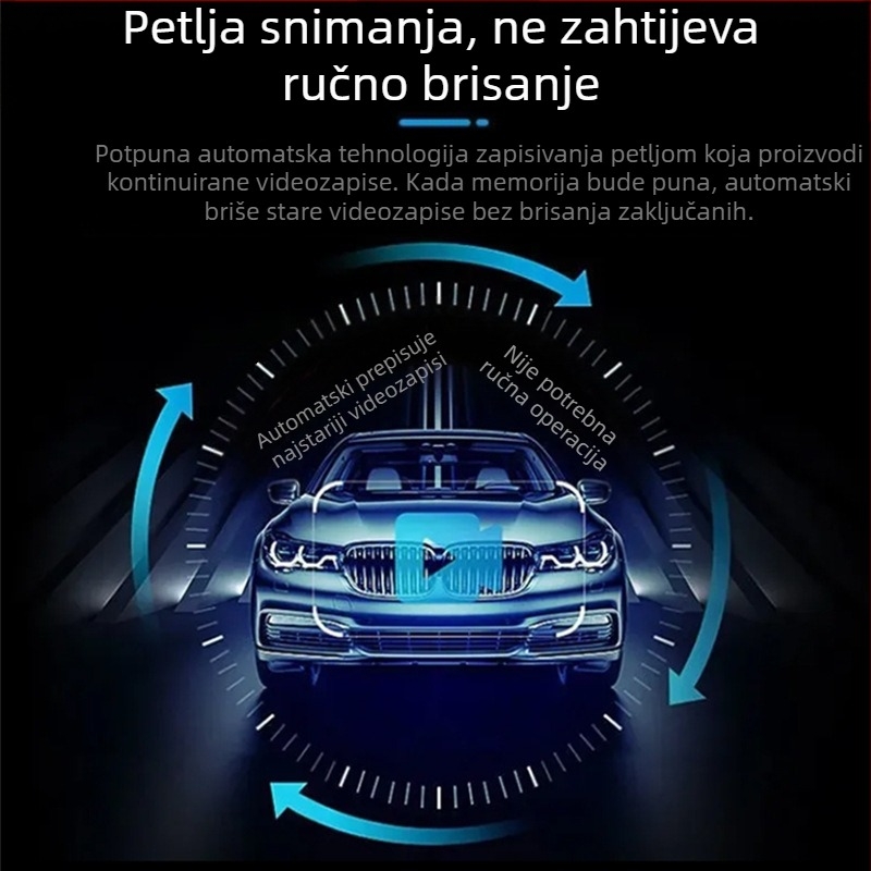 C3 automobilska kamera s dvostrukom lećom, 120° vidno polje, 720p, Wi‑Fi, petlja snimanja, prednja i stražnja snimka, 2.0-inčni zaslon