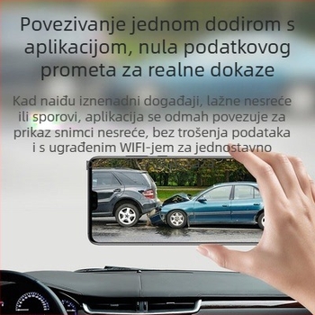 4K dash cam s WiFi, 170° kut gledanja, 128GB TF kartica, ciklično snimanje i nadzor parkiranja