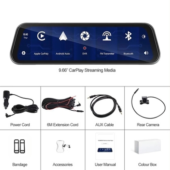 MR966 DVR automobila za retrovizor, 1080P, Dual Core, 1GB RAM, Type-C sučelje