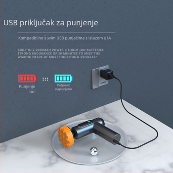 Bežični stroj za voskanje i poliranje automobila, litijskom baterijom, 7,4 V, 80 W, za lakiranje automobila