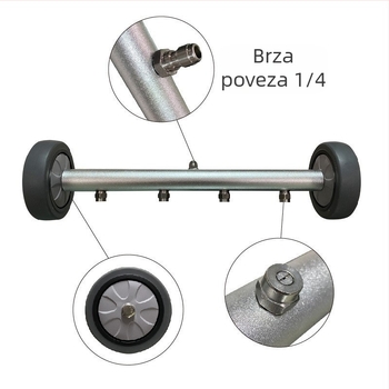Rige čistač šasije automobila i cestovna četka, dvostruko čišćenje površina, 4000 psi, aluminijska zlitina, 1550 g