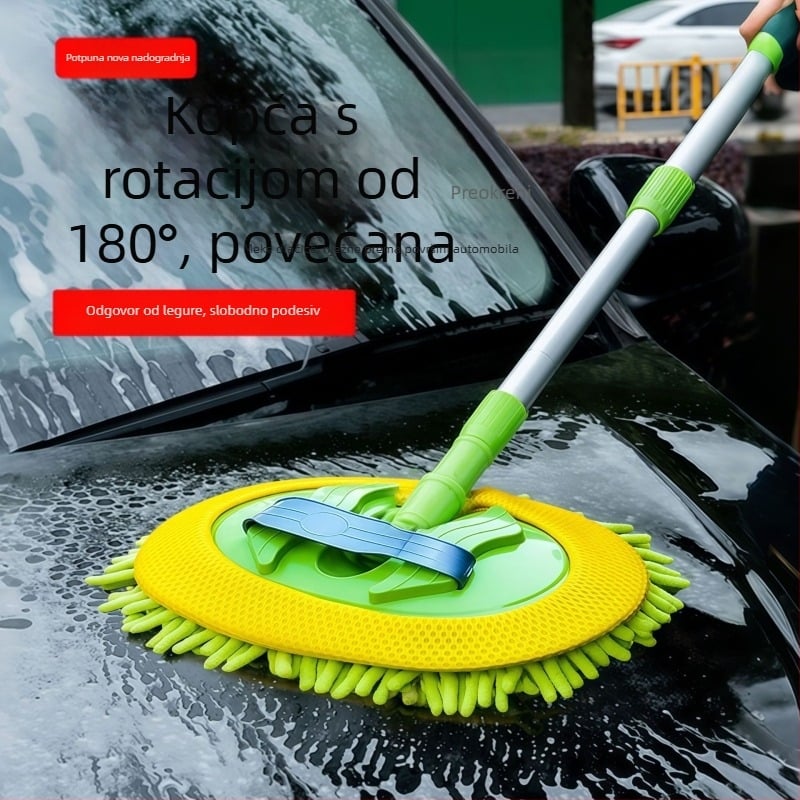 Mop za pranje automobila s chenille materijalom i teleskopskom kovnom drškom; marka Inscription car zhibao; moguća privatna marka; prilagodba: Da