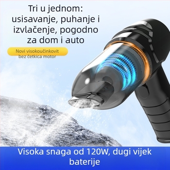 Ručni bežični usisavač za automobil i dom s brushless motorom; 7.4V/12V, 90W, 9000Pa, punjenje, kabel 350 cm