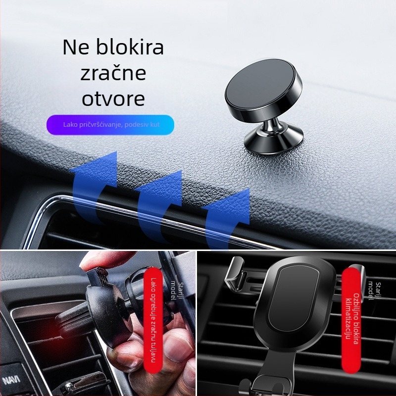 Držač za mobitel u automobilu s magnetskim držačem za zračni otvor i ploču instrumenta, aluminijska legura s CD teksturom, prilagođeno logo, licencirana privatna oznaka