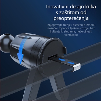 Držač za telefon u automobilu za otvor zraka s rotirajućom glavom, Snap-on ugradnja, prilagodljiva navigacija