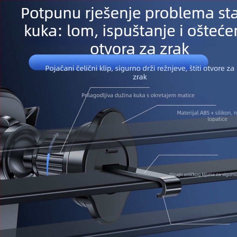 Držač za mobitel u automobilu – otporan na udarce, nosač navigacije za otvor zraka, snap-on pričvršćivanje, univerzalna kompatibilnost vozila