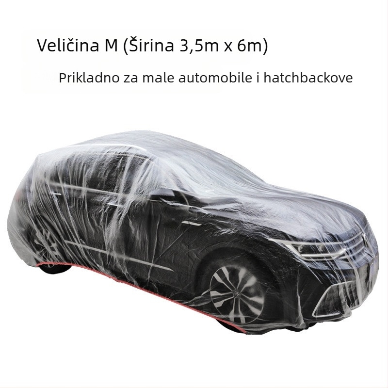 Jednokratni prozirni navlaka za auto, univerzalna, PE plast, potpuno vanjsko pokrivanje, zaštita od sunca, kiše i prašine
