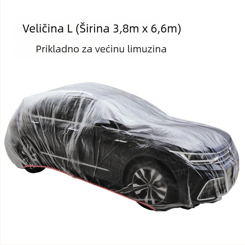 Jednokratni prozirni navlaka za auto, univerzalna, PE plast, potpuno vanjsko pokrivanje, zaštita od sunca, kiše i prašine
