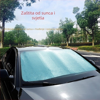 Sjenilo za automobil za prednje staklo, univerzalna ugradnja, prugasti uzorak, jednostavan stil, aluminijska folija, instalacija sa usisnom čašom