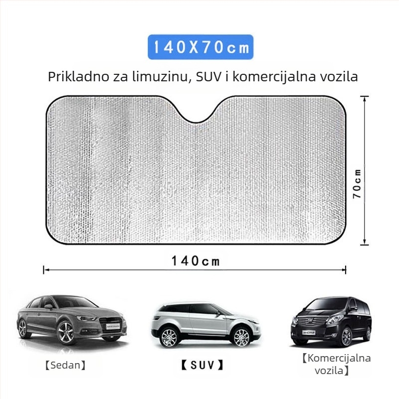 Sjenilo za automobil za prednje staklo, univerzalna ugradnja, prugasti uzorak, jednostavan stil, aluminijska folija, instalacija sa usisnom čašom