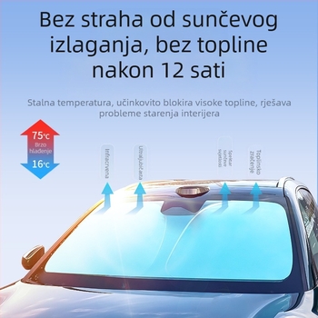 Automobilska sjenila za prednje staklo – titanij-srebrna + otporna tkanina, ugrađena instalacija, universalna prilagodba, prilagodba i tiskanje logotipa