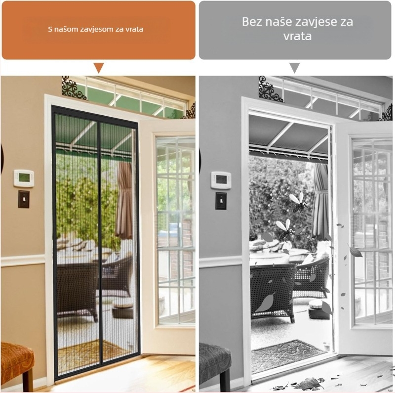 Magnetska tanka gazena zavjesa za vrata; poliester; protiv komaraca; pogodna za dnevni boravak, spavaću sobu i balkon; stil modernna jednostavnost; marka yononet.