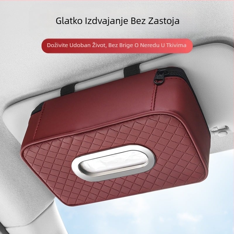 Kutija za maramice za automobil – kožna, viseća, za auto; prilagodljivo (Materijal: koža; Šifra proizvoda: 98567)