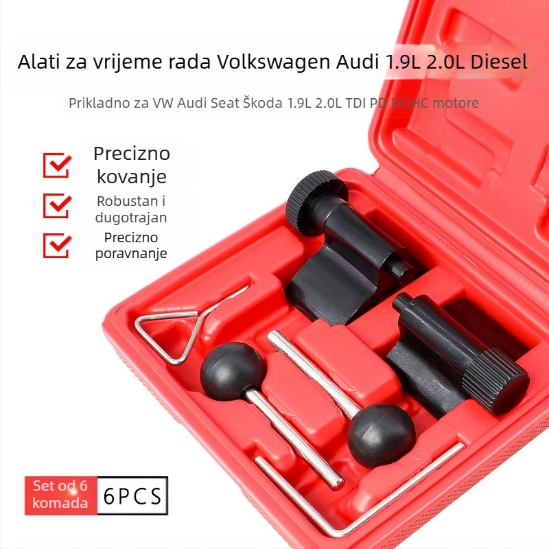 HTL 6-dijelni set alata za popravak automobila – alati za fiksiranje bregaste osovine i alati za zamjenu razvodnog remena za Volkswagen i Audi