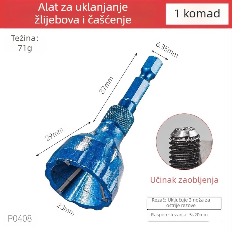 Alat za zaobljavanje i uklanjanje burr s šestokutnim osovinama, otporan na habanje volframsko čelika, tri oštrice