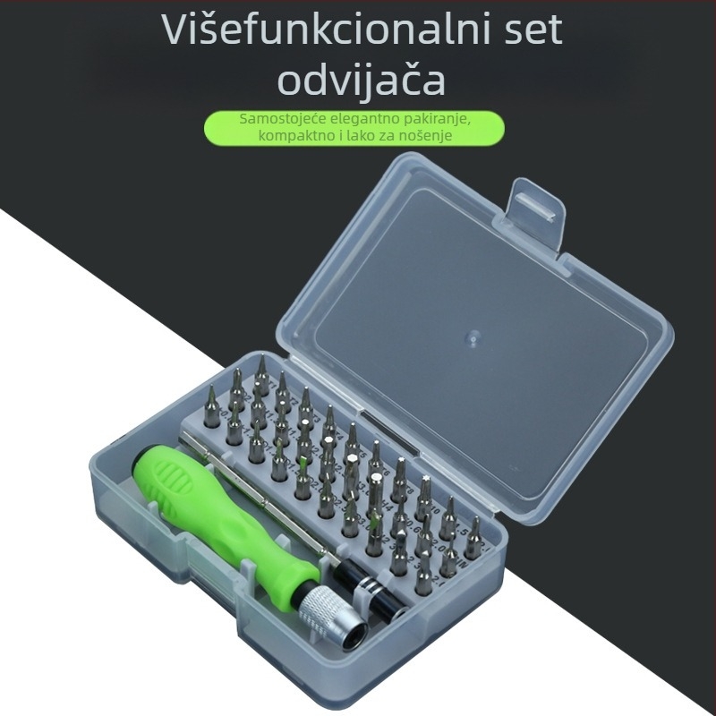 32-u 1 višenamjenski precizni odvijač set za demontažu i popravak mobitela, Cr_V krom-vanadijska čeli, magnetske glave, PP+TPR držač, križni vrh