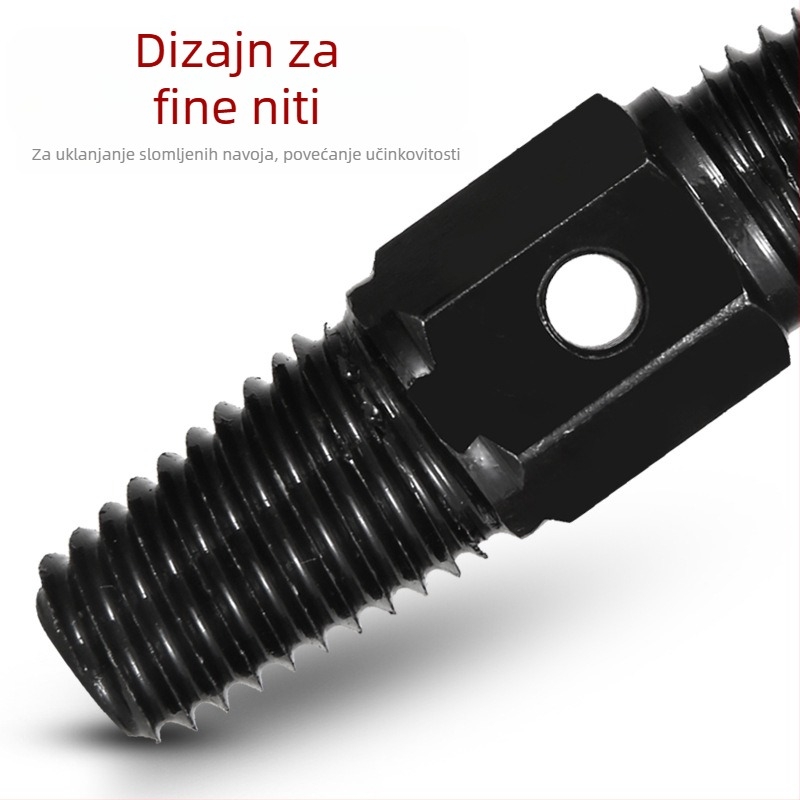 Univerzalni izvlačivač za slomljene glave vijaka vodovodnih cijevi — čelik od ugljika, duljina 90 mm, težina 0,2 kg