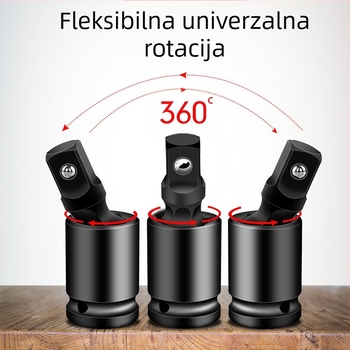 1-inčni pneumatski odvijač s univerzalnim zglobom, adapter za utičnice 1/2, okretna glava 360°