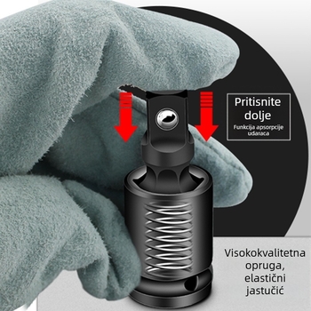 1-inčni pneumatski odvijač s univerzalnim zglobom, adapter za utičnice 1/2, okretna glava 360°