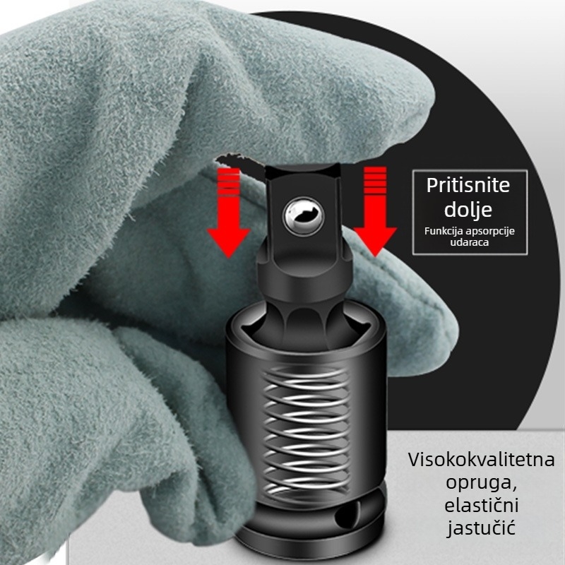 1-inčni pneumatski odvijač s univerzalnim zglobom, adapter za utičnice 1/2, okretna glava 360°