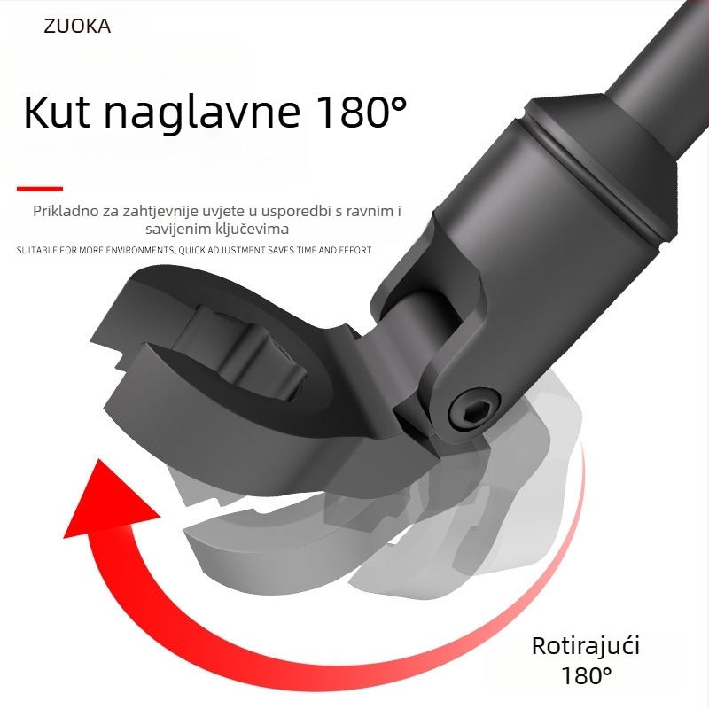 Univerzalni ključ za uljnu cijev s fleksibilnom glavom i otvorom za auto popravak; čelik Cr-V, fosfatni premaz, težina 2.0 kg