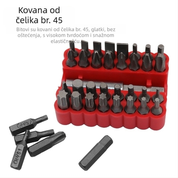 Set bitova za električni odvijač, 33 komada, magnetski, karbonska čelika, neizolirano, težina 300 g