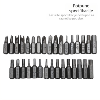 Set bitova za električni odvijač, 33 komada, magnetski, karbonska čelika, neizolirano, težina 300 g