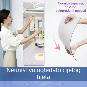 Akrilni ogledalo za zid – samolijepljeno ogledalo cijelog tijela, za spavaću sobu ili dom studenata, dekorativni zidni ukras; kvadratni uzorak; 1 komad; pogodno za dnevni boravak, spavaću sobu, ured.