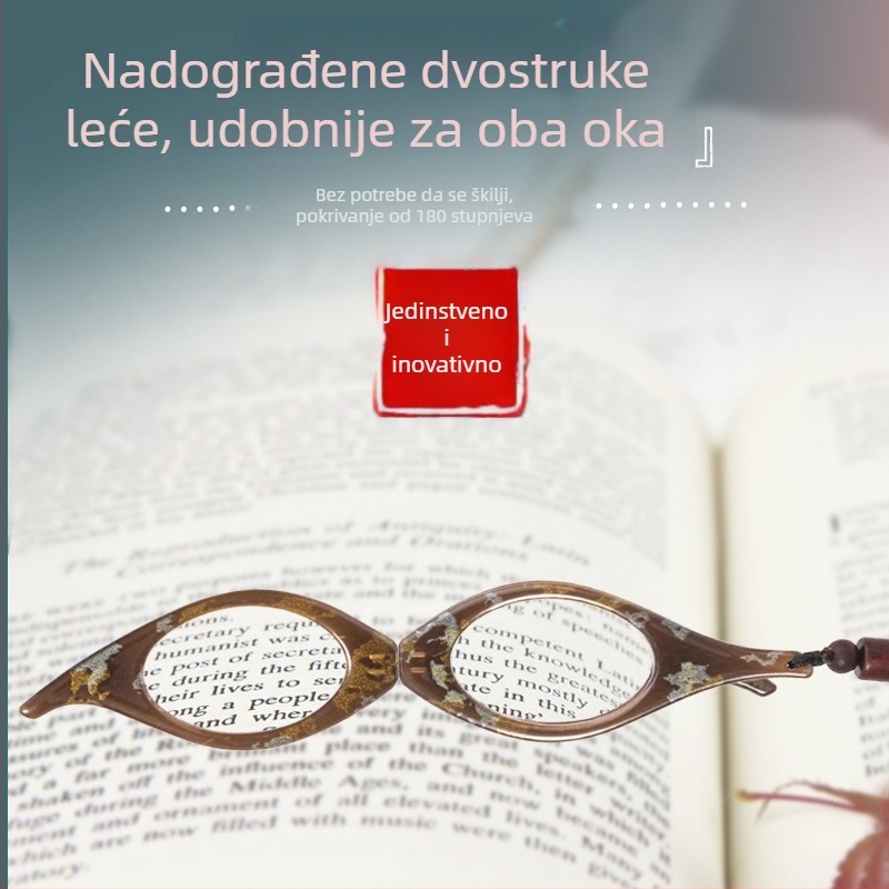 Naočale za čitanje, sklopive, lagane, na lančiću oko vrata, s punim okvirom
