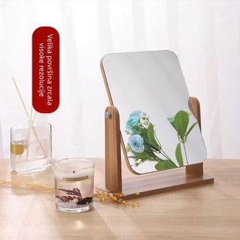 Stolno ogledalo s jednostranim zrcalom, drveni okvir, pogodno za dnevni boravak, spavaću sobu ili kupaonicu