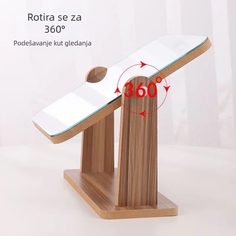 Stolno ogledalo s jednostranim zrcalom, drveni okvir, pogodno za dnevni boravak, spavaću sobu ili kupaonicu