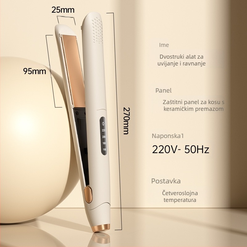 Dvostruki keramički alat za kovrčanje i ravnanje kose s LCD zaslonom, višestupanjsko podešavanje temperature, 35W, 220V