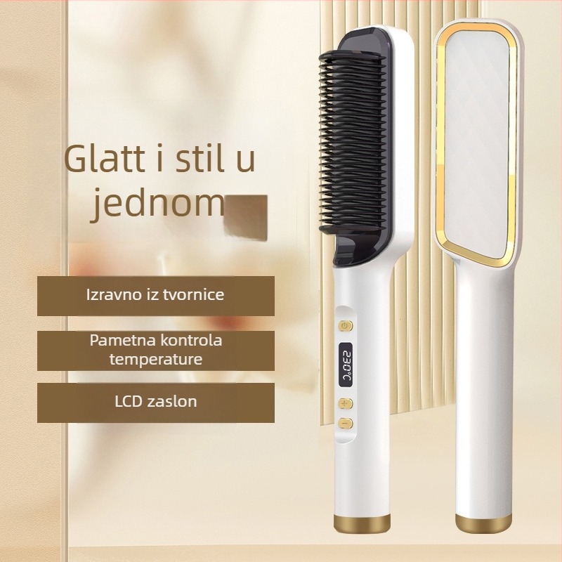 Električni češalj za ravnanje i kovrčanje kose – keramički premaz, promjer 16–20 mm, 6 razina temperatura, 45 W, 110–240 V, za mokru i suhu kosu